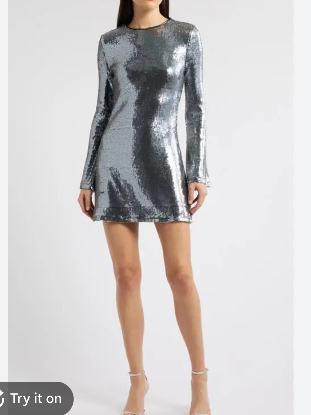 Rare London Sequin Mini Dress In Silver NWOT SIZE 2